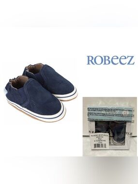 🆕ROBEEZ - 6/12M - NWT - LIAM NAVY BLUE SOFT SOLE SUEDE LEATHER BOOTIES